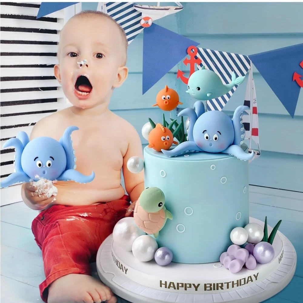 17 PCS Under the Sea Cake Decorations
